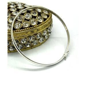 JCM Signed 925 Sterling Silver Hinged Bangle Bracelet